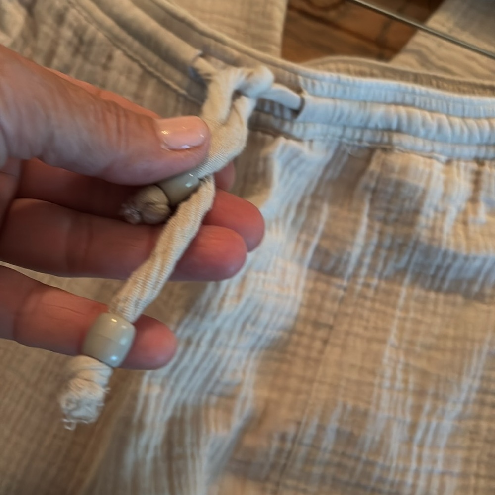 Light Beige Gauze Drawstring Pants - Picture 6 of 9